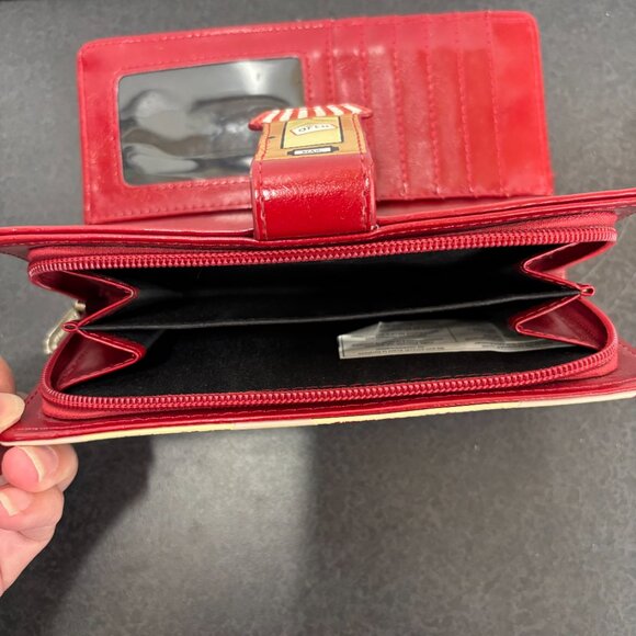 Shag Wear Vegan Leather Wallet – Red Brick Floral & Bakery Shop Street Scene LG - Picture 7 of 11